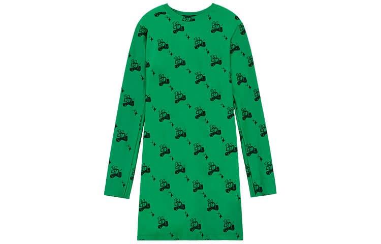 WE11DONE Long Sleeved Green Crew Neck