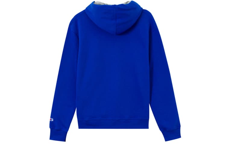 Champion Straw Written Hoodie Fleece Lined Pullover Sweatshirt US Version Royal Blue