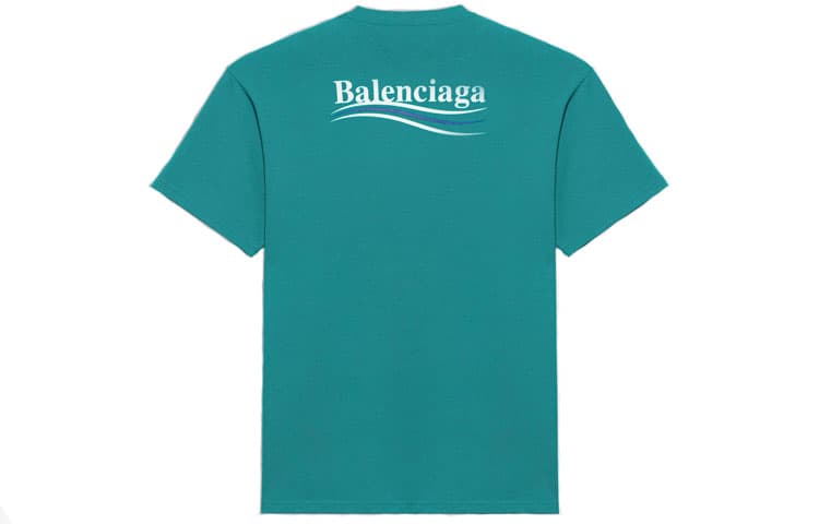 Balenciaga T Shirt Regular Fit Lake Green