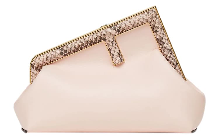 FENDI Python Skin One Shoulder Crossbody Handheld Small Light Beige Box(Basic Set+Box)