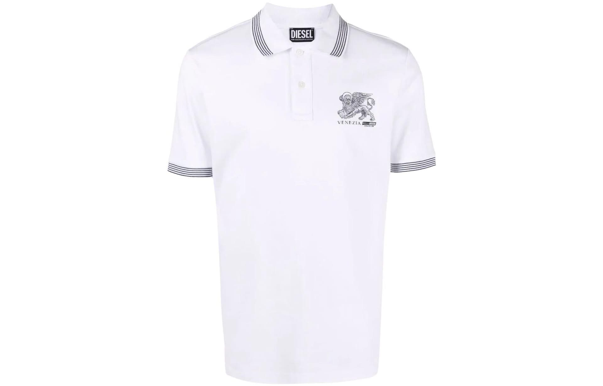 DIESEL Polo Shirts White Polo Collar Moderate Straight Fit