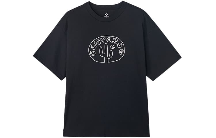 Converse T Shirts Black Crew Neck Moderate Straight Fit Black