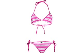 Balmain striped logoprint bikini