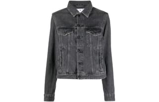 OFF WHITE Denim Jackets Gray Lapel Moderate Straight Fit