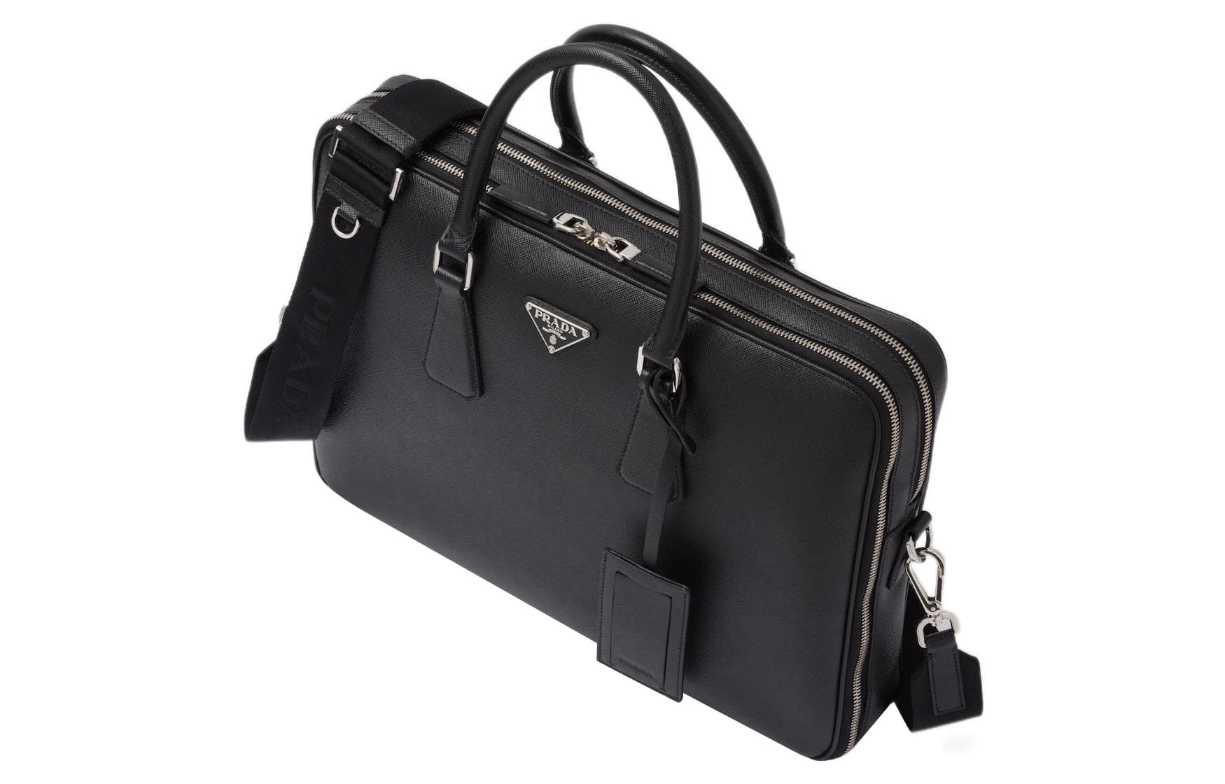 PRADA Saffiano Portable Briefcase Black