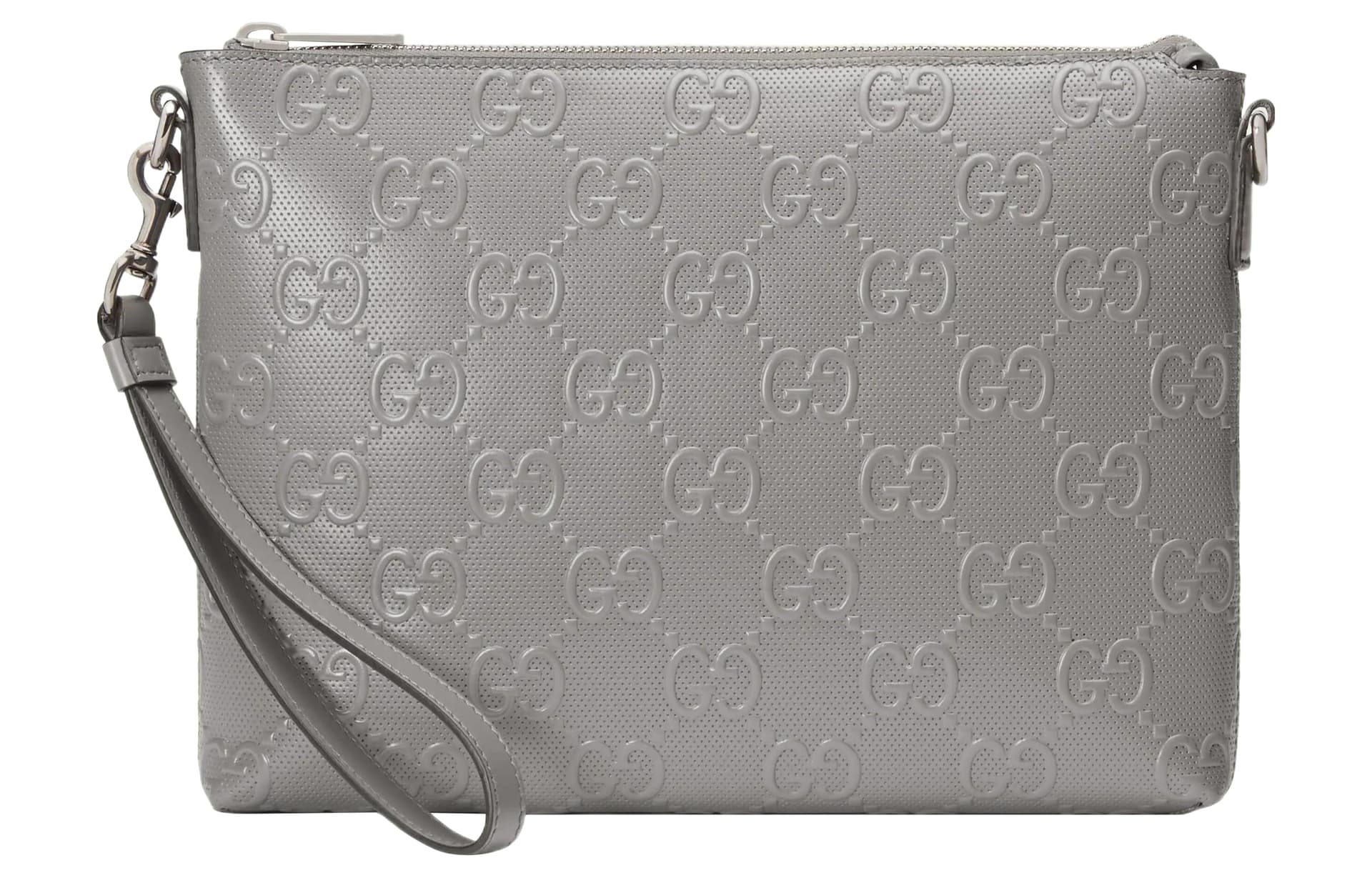 GUCCI One Shoulder Crossbody Clutch Medium Silver Gift Set(Basic Set+Box+Shopping Bag)