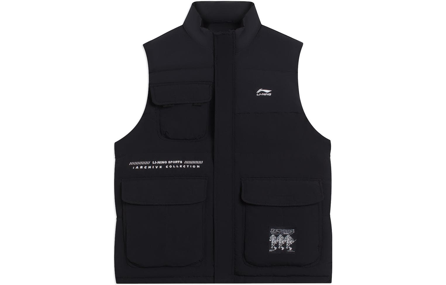 Li Ning Sports Collection Down Vests Black Stand Collar Moderate Other Black