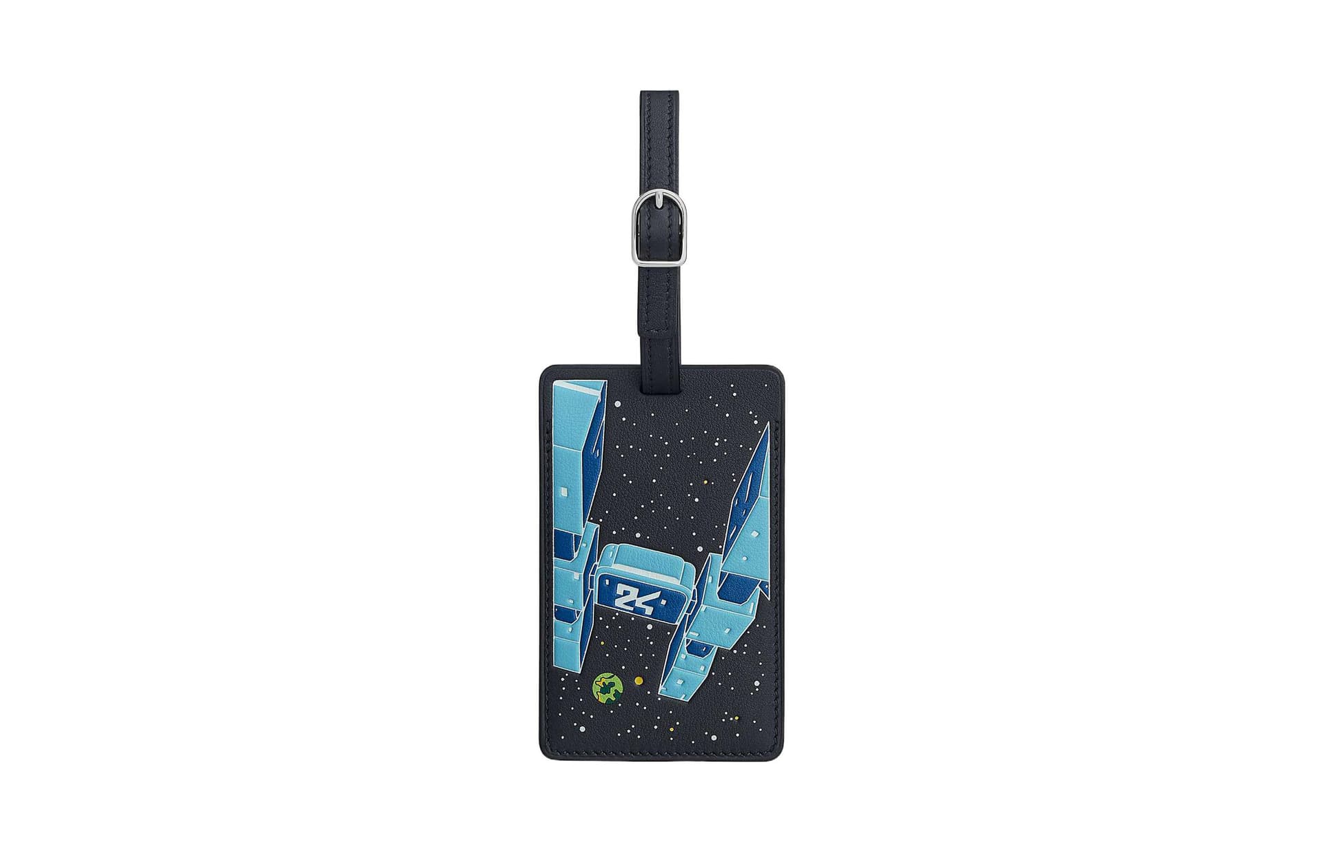 HERMES Swift Calfskin Luggage Tag 76 Bleu Indigo Box Included