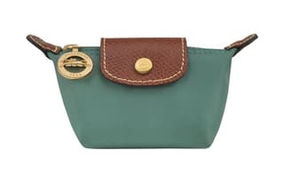 LONGCHAMP Le Pliage Snap Zip Closure Canvas With Trim Coin Purse Green