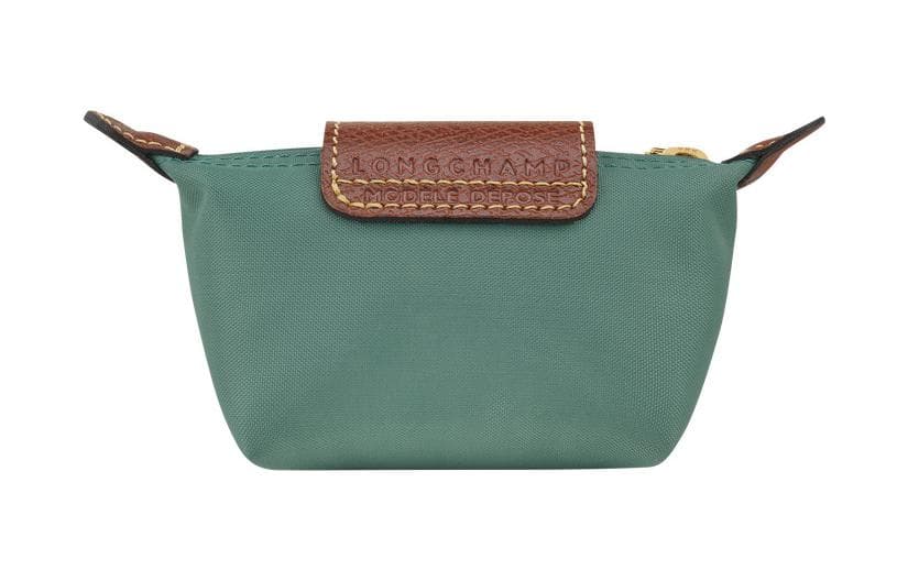 LONGCHAMP Le Pliage Snap Zip Closure Canvas With Trim Coin Purse Green