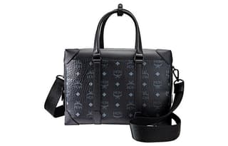 MCM Coated Canvas With Nappa Trim Briefcase, Shoulder Bag, Crossbody Bag, Handbag Medium Black
