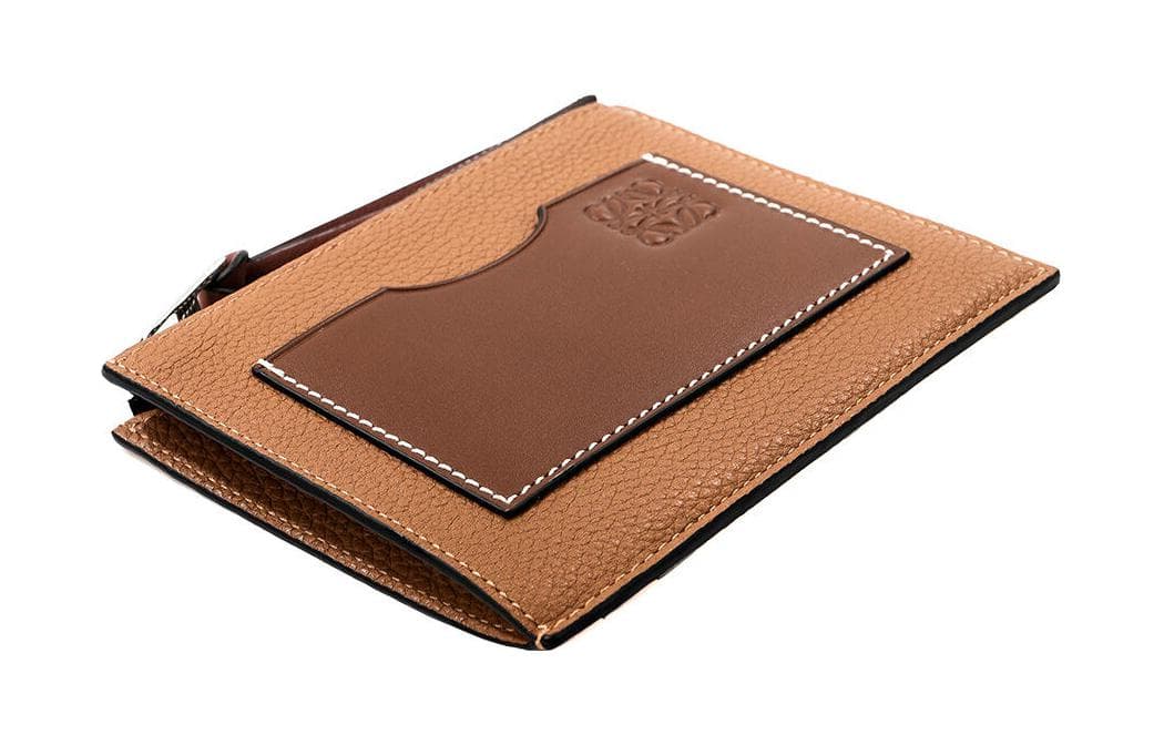 LOEWE Soft Grain Cow Card Holder Light Caramel/Hickory Nuts