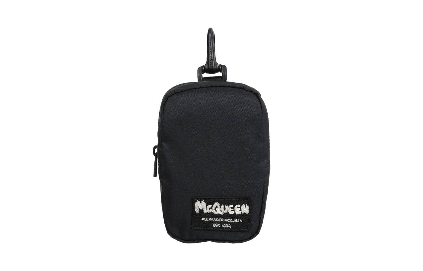Alexander McQueen Nylon Charm Bag Earphone Case Mini Black Gift Set(Basic Set+Box+Shopping Bag)