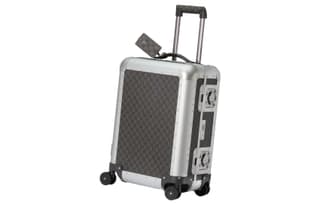 GUCCI Canvas & Silver Aluminum Binding Travel Bag, Suitcase, Luggage 22 Inch Gray