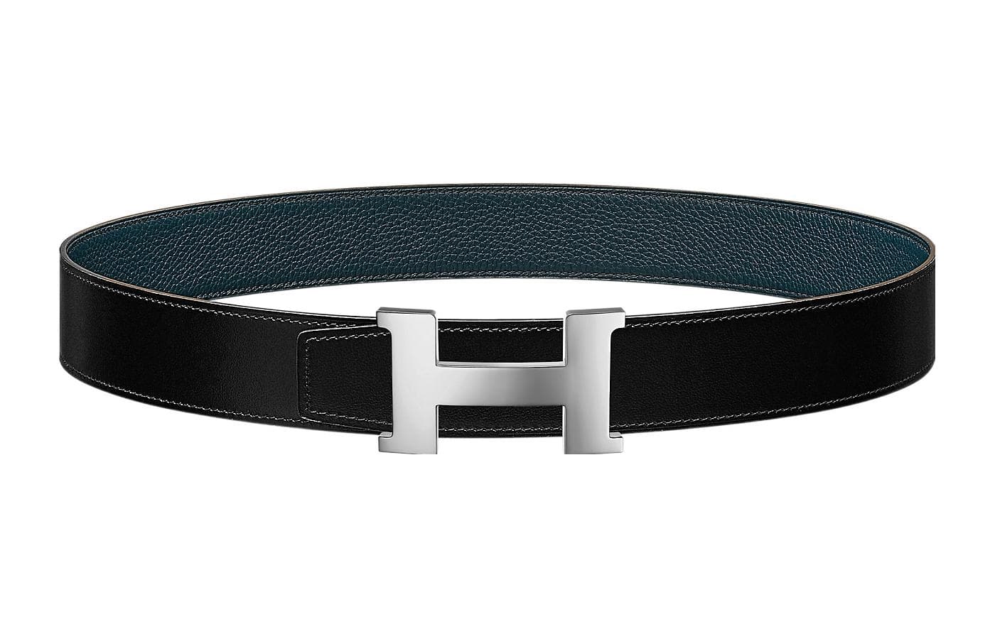 HERMES Constance Cow Black/Prussian Blue Width 3.8cm