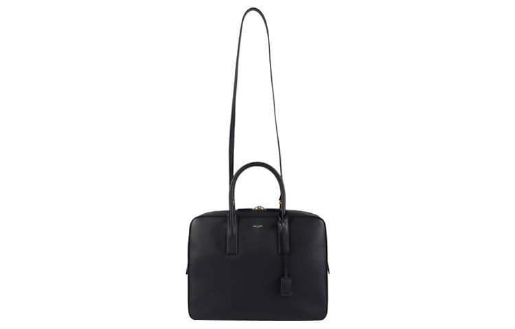 SAINT LAURENT Cow Portable One Shoulder Crossbody Briefcase Dark Blue