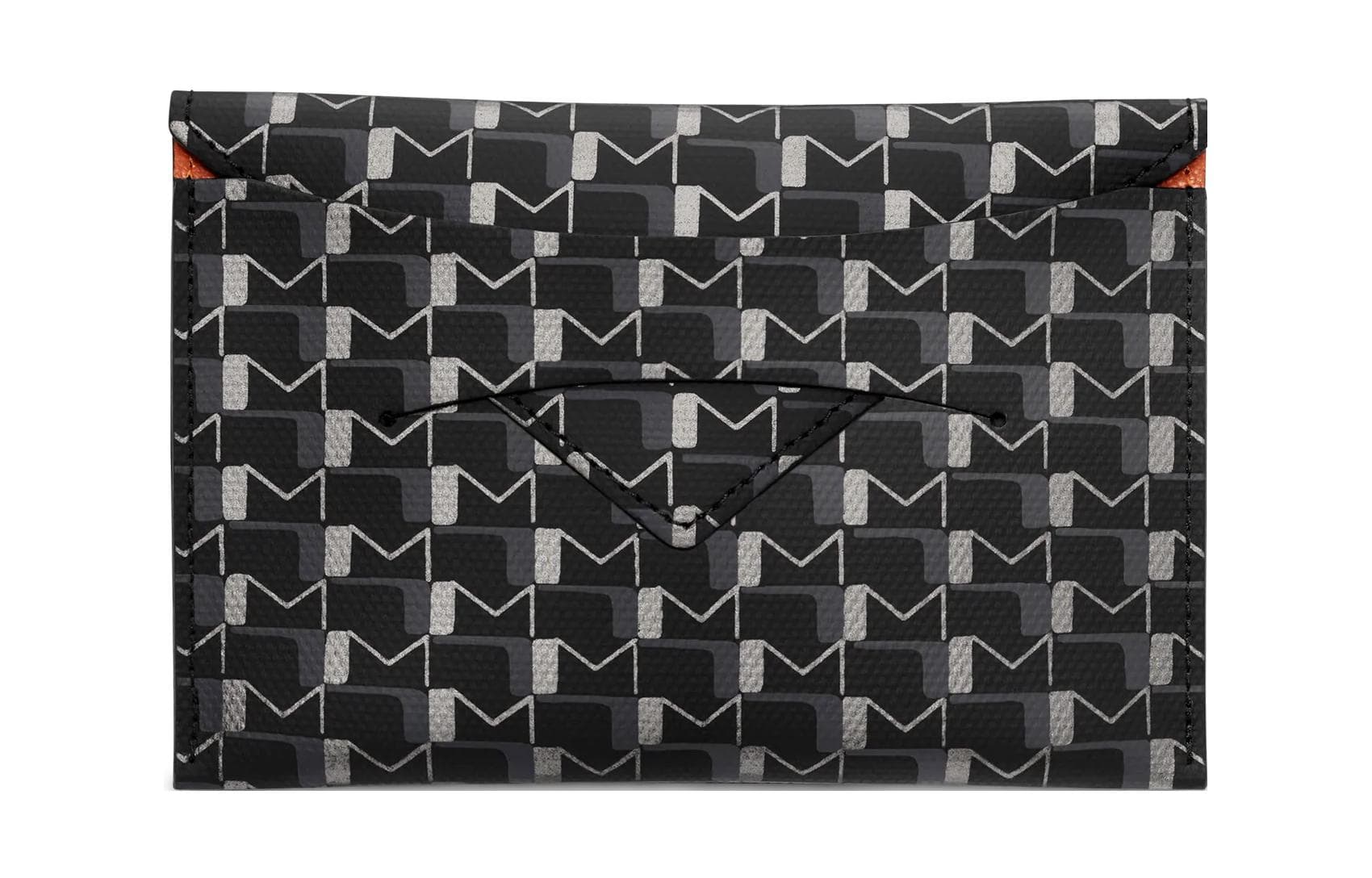 Moynat Canvas Envelope Bag Passport Holder Black/Orange Basic Set (Bag+Dust Bag)