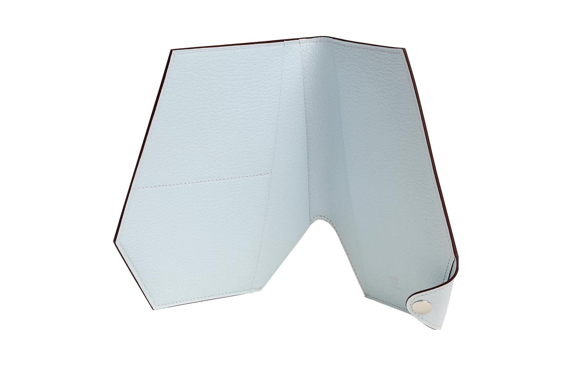 HERMES Clochette Silver Tone Buckle Mysore Goat Skin Card Holder, Wallet T0 Bleu Brume Haze Blue
