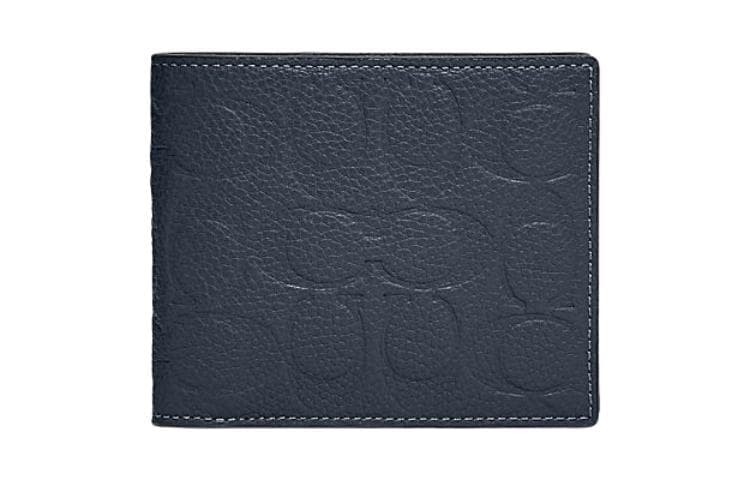COACH 3 IN 1 Wallet Cow Card Holder, Wallet Dark Blue Basic Set (Bag+Dust Bag)
