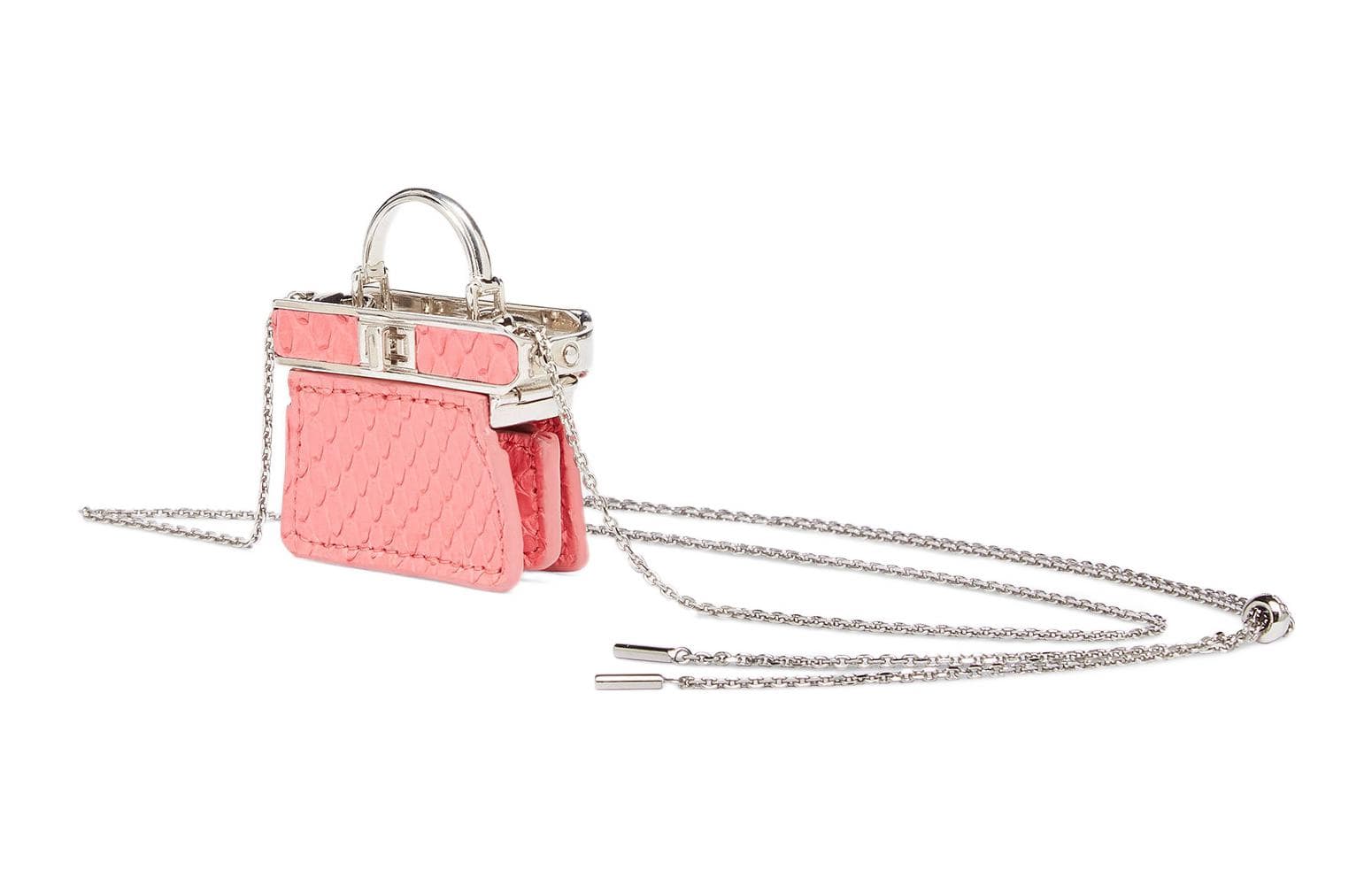 FENDI Python Skin Coin Purse Key Pouch Extra Mini Pink