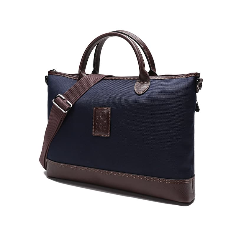 LONGCHAMP Boxford Zip Closure Cow Briefcase Small Blue