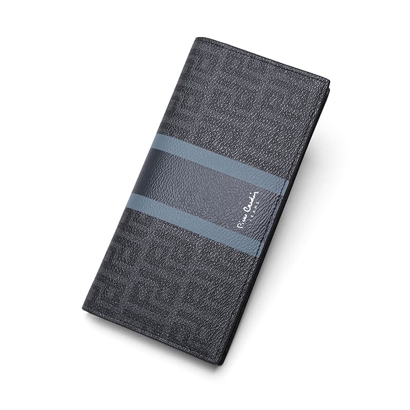 PIERRE CARDIN PVC Cow Clutch Business Suit Wallet Regular Black Gray/Coffee Black Gray