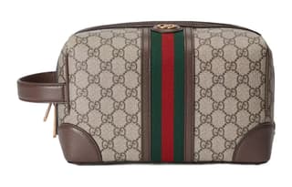 GUCCI Double G Canvas With Makeup Bag Beige & Ebony