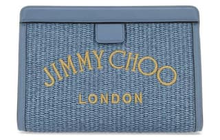 Jimmy Choo Embroidery Cow Clutch Makeup Bag Blue