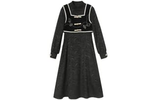 JK&JS Two Piece Skirt Sets Stand Collar Moderate Long