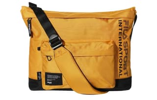FILA Letter Print Nylon Crossbody Bag, Shoulder Bag Regular Yellow