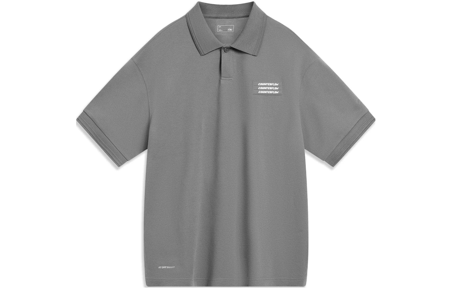 Li Ning CF Polo Shirts Lead Gray Polo Collar Moderate Straight Fit