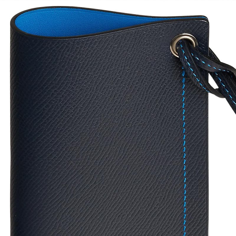HERMES H Sellier Epsom Calfskin Eyeglass Pouch Indigo