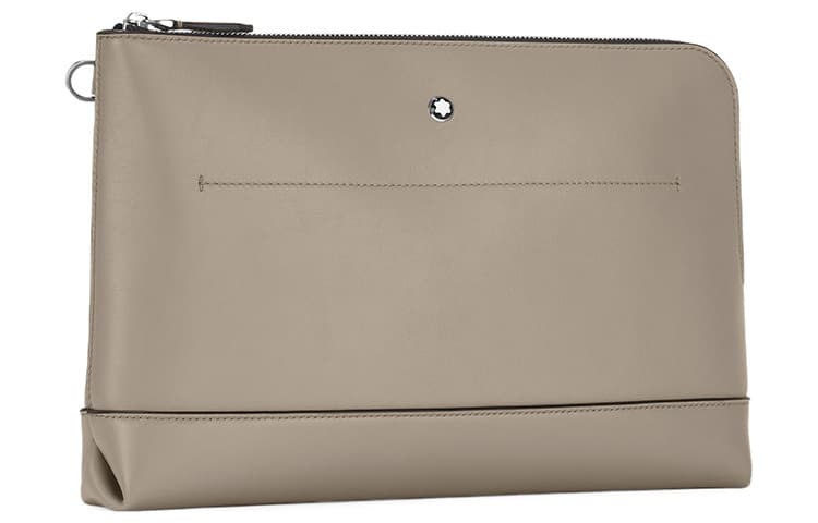 MONTBLANC Cow One Shoulder Crossbody Storage Bag Clutch Earth Gray