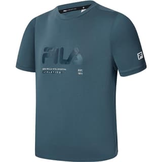 FILA T Shirts Tea Blue Crew Neck Moderate Straight Fit