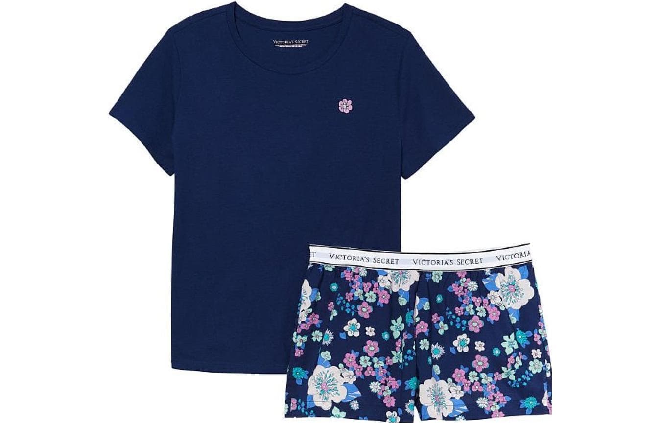 Victoria's Secret Pajama Sets Dark Blue Floral Print