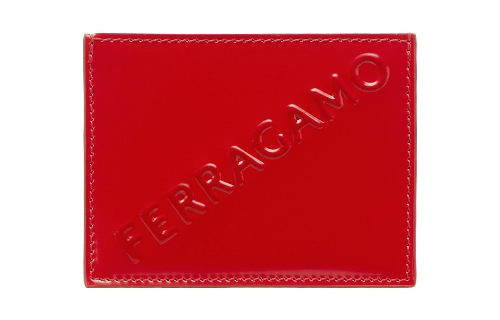 FERRAGAMO Cow Card Holder, Wallet Red Basic Set (Bag)