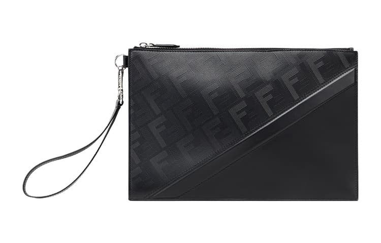 FENDI Calfskin Clutch Regular Black Gift Set(Basic Set+Box+Shopping Bag)