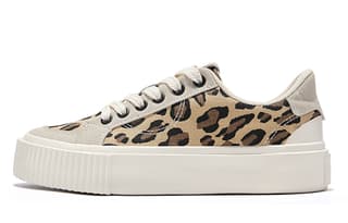 FEIYUE SlipResistant AbrasionResistant Lowtop Canvas Leopard Print Gray