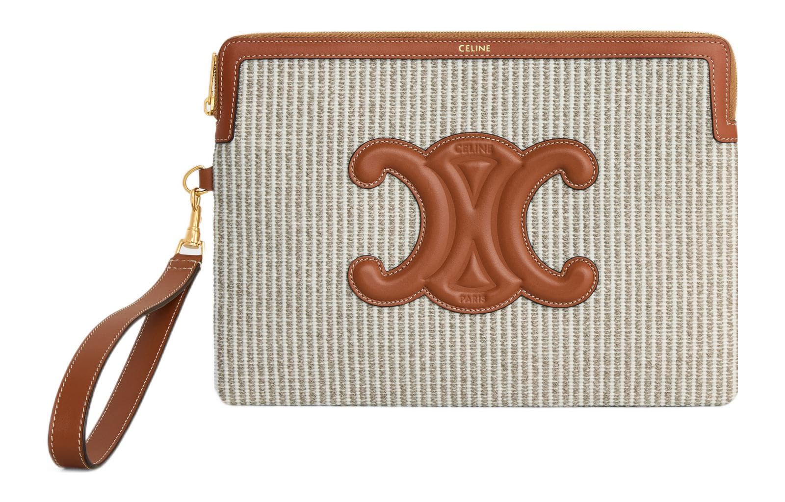 CELINE Fabric With Calfskin Clutch Small Light Umber Shopping Bag Set(Basic Set+Shopping Bag)