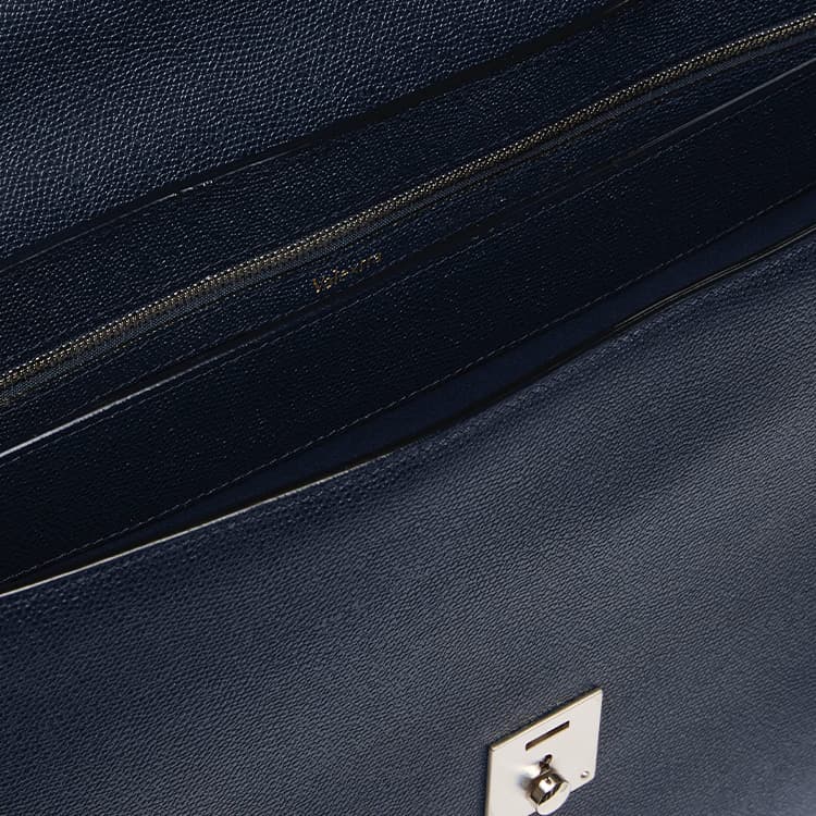 Valextra Calfskin Shoulder Bag, Crossbody Bag, Handbag, Briefcase Dark Blue