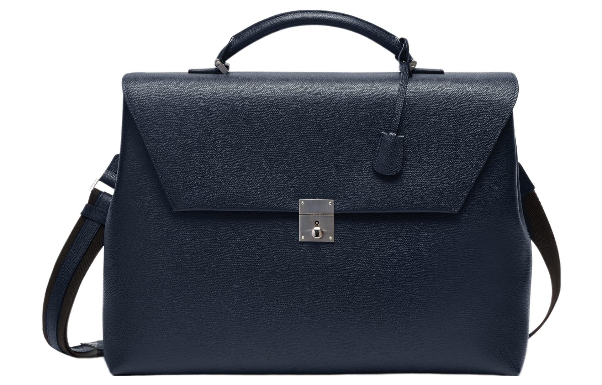 Valextra Calfskin Shoulder Bag, Crossbody Bag, Handbag, Briefcase Dark Blue Box(Basic Set+Box)