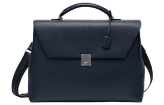 Valextra Calfskin Shoulder Bag, Crossbody Bag, Handbag, Briefcase Dark Blue