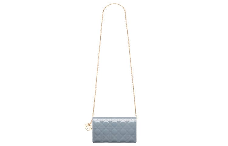 DIOR Lady Dior Patent Leather, Cow 3 in 1 Coin Purse, One Shoulder, Crossbody Clutch Powder Blue