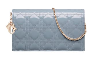 DIOR Lady Dior Patent Leather, Cow 3 in 1 Coin Purse, One Shoulder, Crossbody Clutch Powder Blue