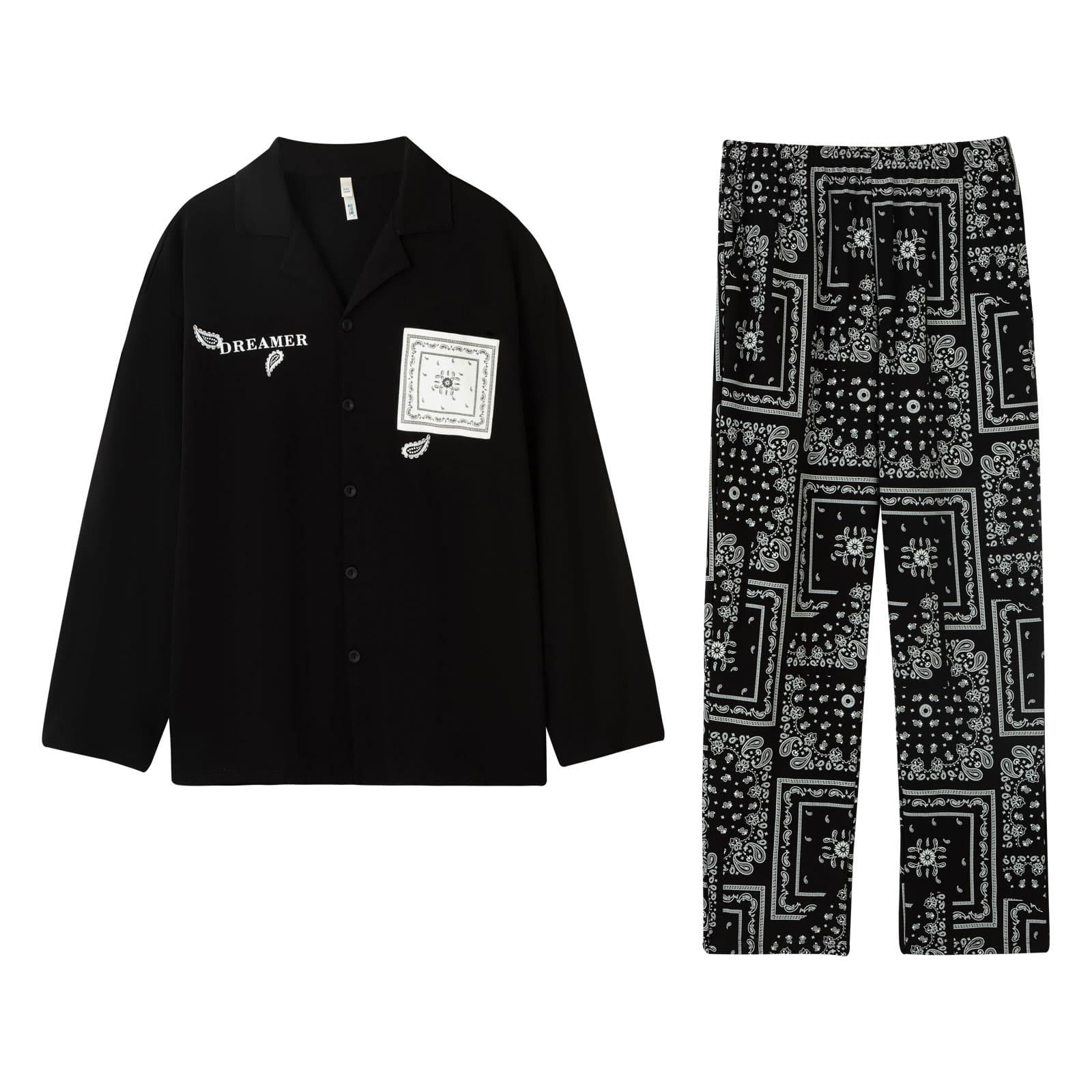 DAMOS·LOVE Spring Fall Season Pajama Set Black Black
