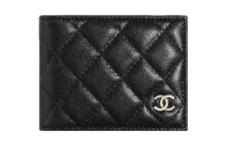 CHANEL Grain Caviar Cow Card Holder Black