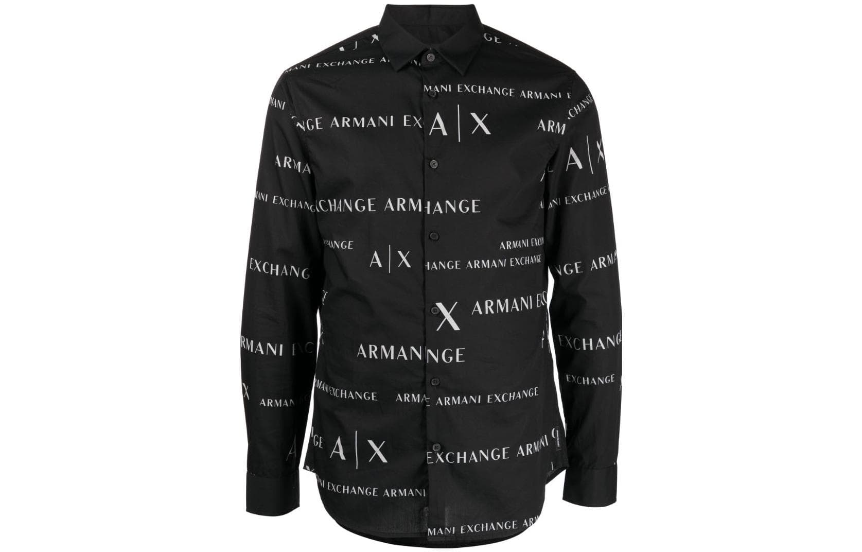 ARMANI EXCHANGE Sustainability Values Regular Fit Organic Cotton Poplin All Over Logo Shirt