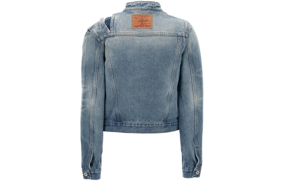 Y/Project Denim Jackets Light Blue Stand Collar Moderate Straight Fit