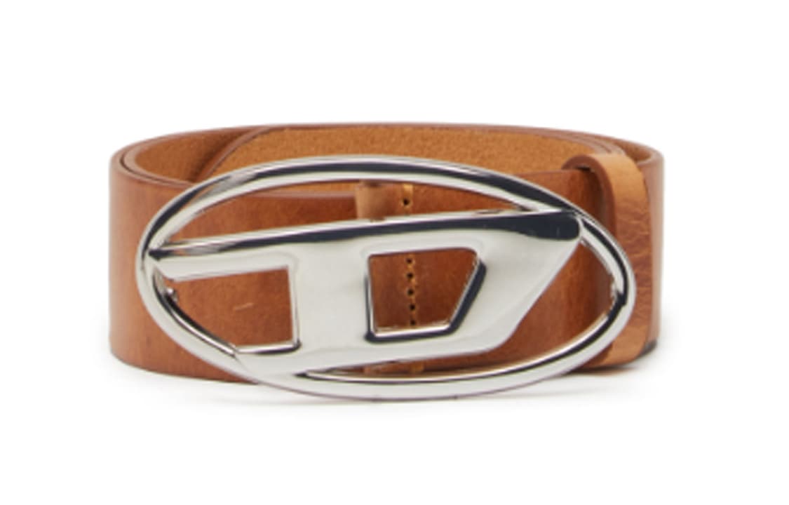 DIESEL B 1Dr Logo Plaque Buckled Belt Brown