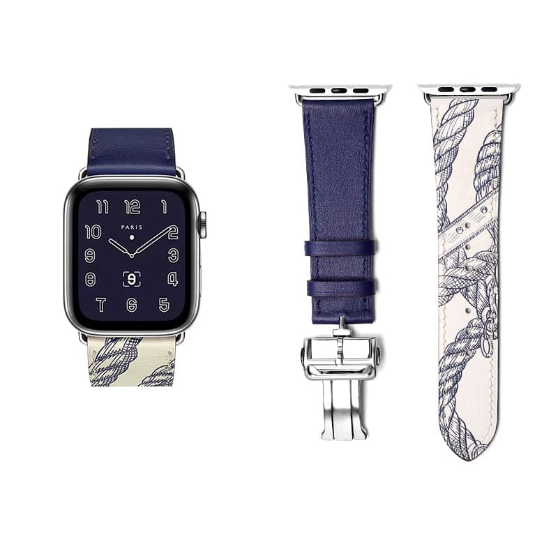 Vobafe Strap Apple Compatibility Cowhide Material 43mm Imported Swift & Blue & Gray